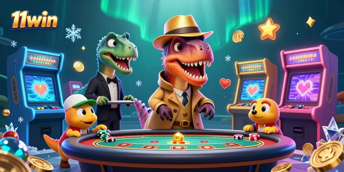 Experience thrilling gameplay at 11win with cartoon characters engaging at a blackjack table.