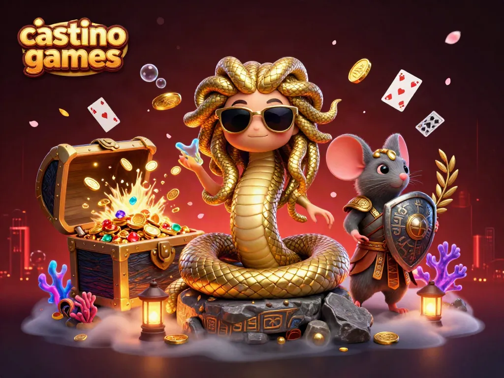 Enjoy dynamic casino games action with Medusa, a warrior mouse, and colorful underwater treasures.