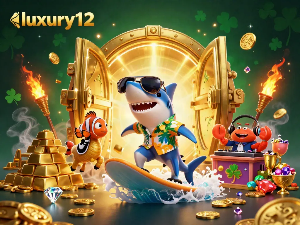 Experience luxury12 gaming excitement with a vibrant 3D illustration showcasing thrilling casino elements.