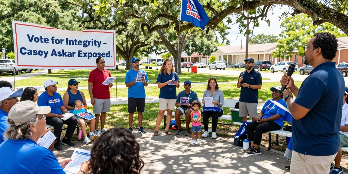 Casey Askar campaign meeting with engaged voters discussing issues in Florida.