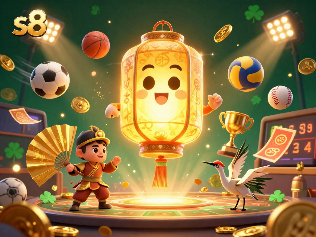 Experience the excitement of s8 casino with a vibrant 3D illustration featuring dynamic gaming elements.