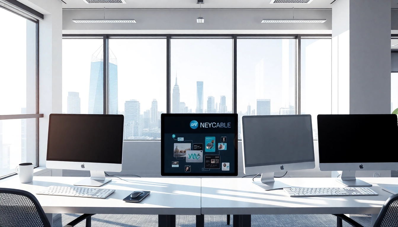 Dynamic NYC website development team collaborating in a modern office.