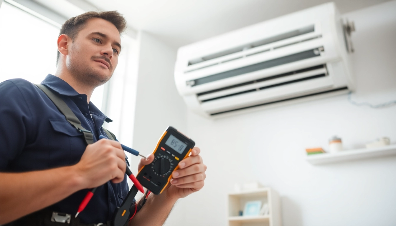 Technician performing Air Conditioning Repair Tampa in a modern indoor environment.
