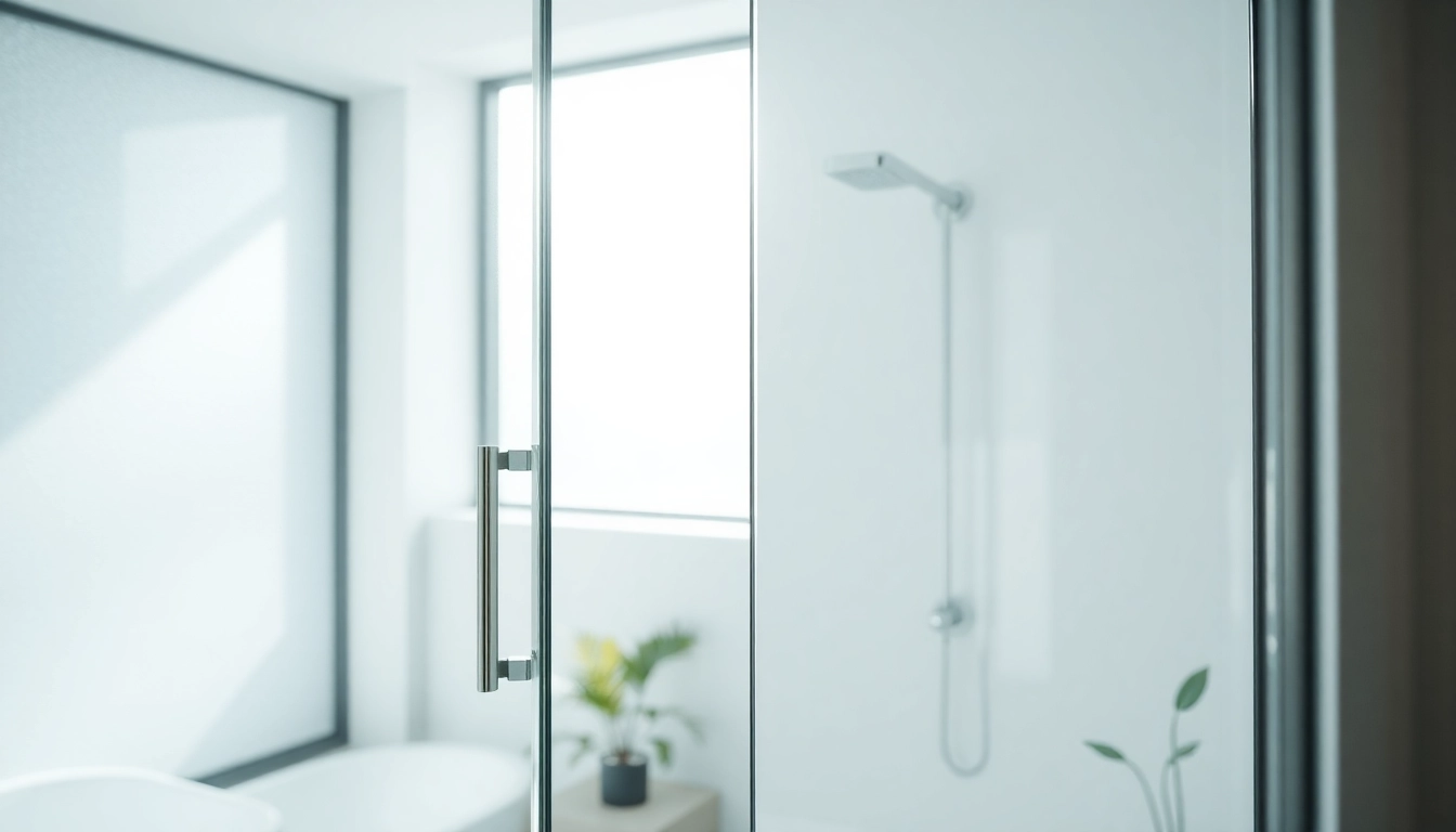 Shower doors sliding with sleek design in a serene modern bathroom