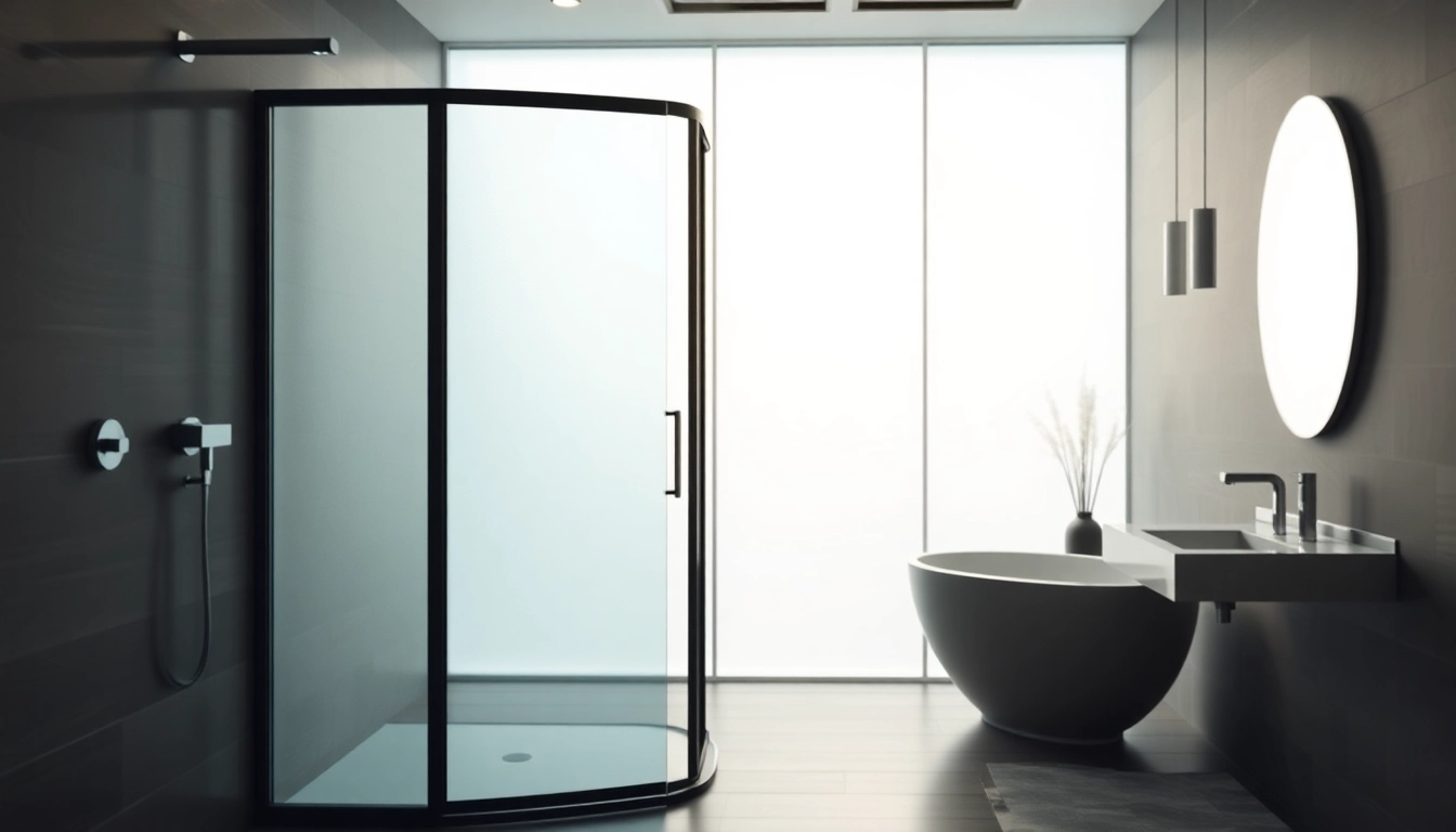 Elevate your space with a stylish black shower door featuring sleek lines and modern design.