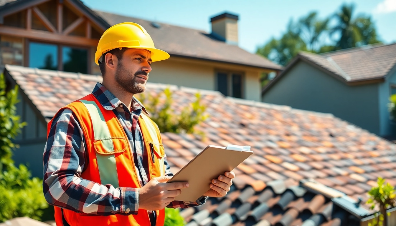 Roofing contractor examining roofing materials with professionalism and expertise.