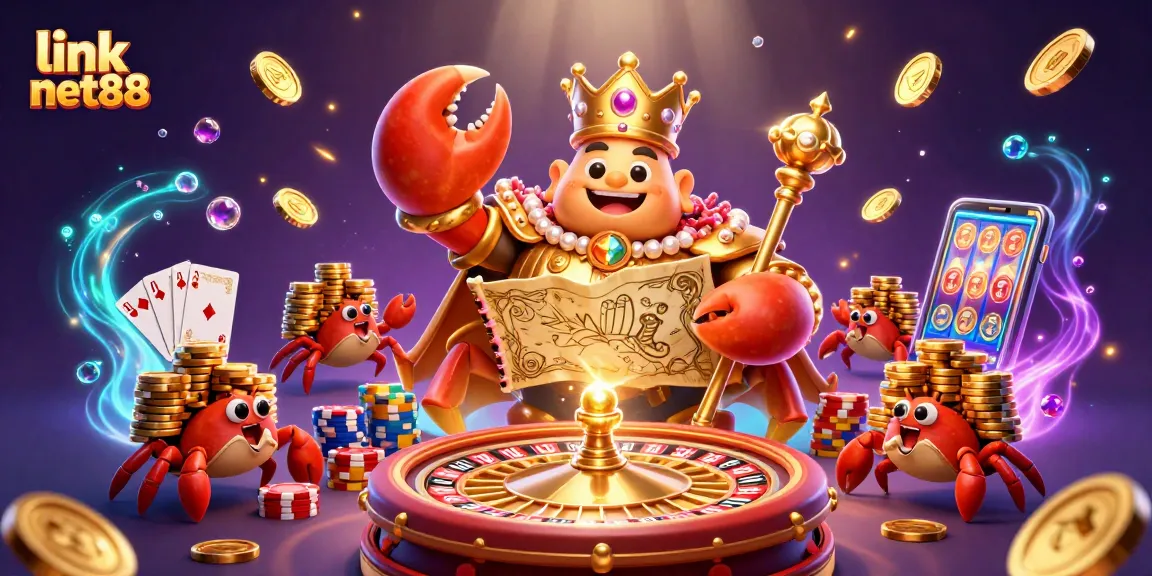Experience the excitement of link net88 with a vibrant 3D casino scene full of treasures.