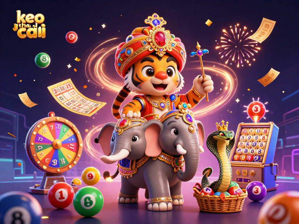 Engage with keo nha cai in a vibrant lottery scene full of excitement and colorful elements.