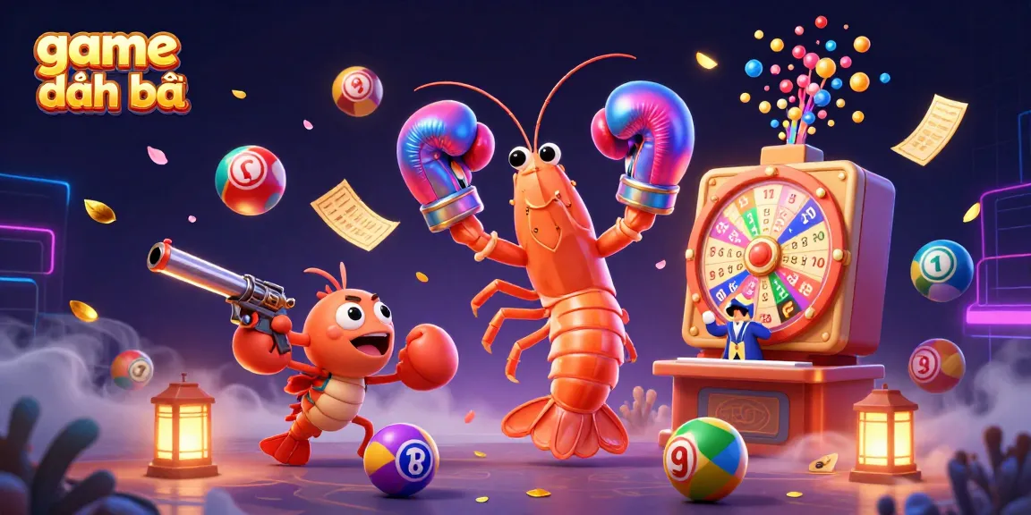 Experience game đánh bài action with vibrant characters and dynamic lottery elements in an exciting casino scene.