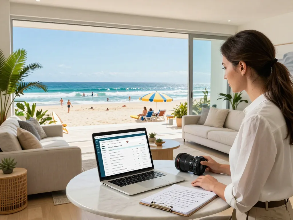 Airbnb management Gold Coast with professional overseeing bookings in beachfront apartment.