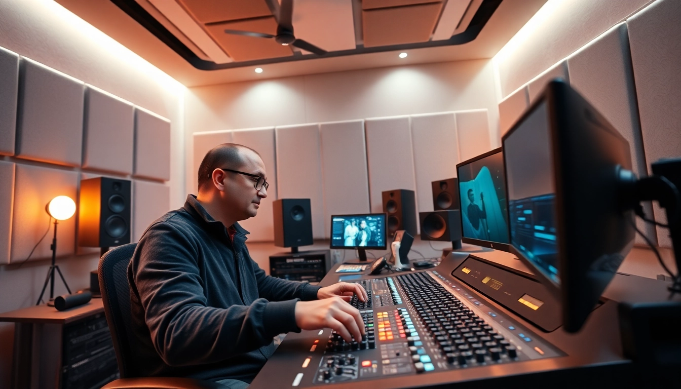 Enhance your music with online mastering services by a focused audio engineer in a modern studio.