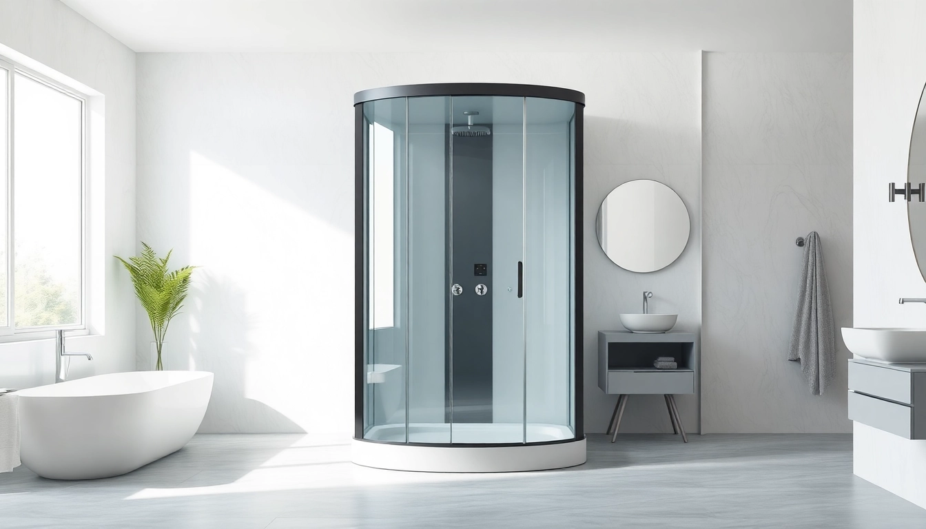 Duschkabine 80x80 in einem eleganten Badezimmer, modernes Design und entspannende Atmosphäre.
