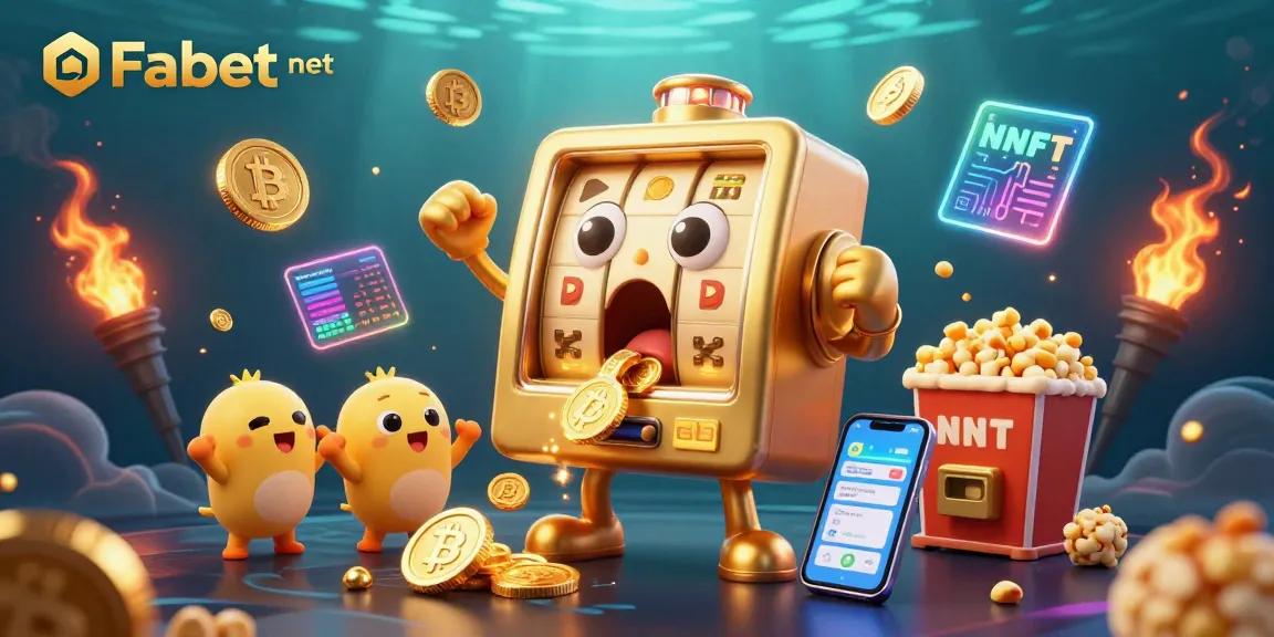Win big with Fabet net's dazzling jackpot scene featuring golden slot machines and cryptos!