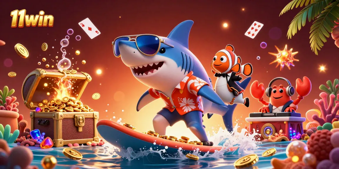 Engage in excitement with 11win's vibrant underwater casino adventure featuring dynamic characters!