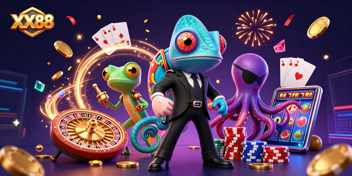 Engage with the vibrant excitement at XX88, featuring chameleon agents and slot games.