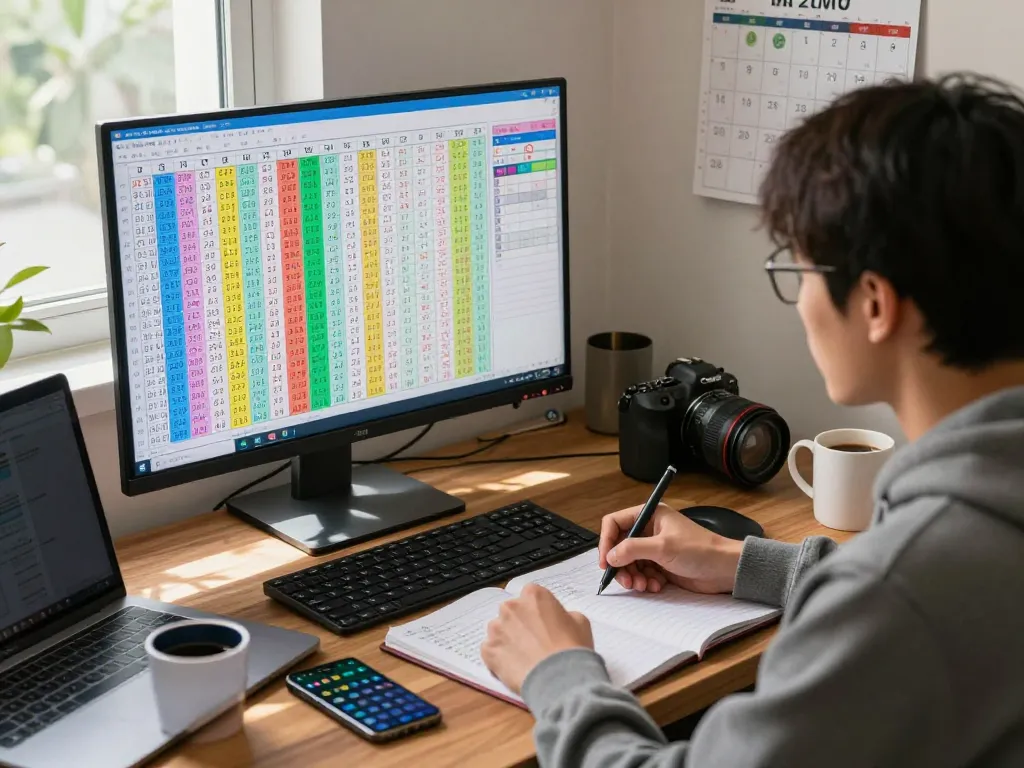 Menganalisis data HK Lotto di ruang kerja rumah yang nyaman dengan grafik dan kopi