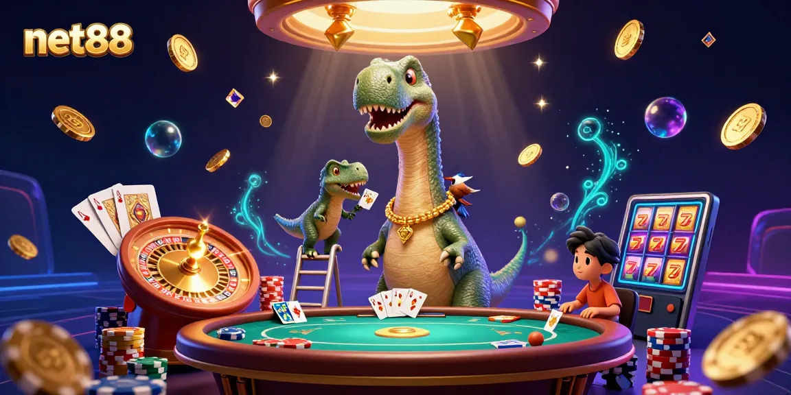 Experience the thrill of net88 gaming with vibrant 3D casino elements and animated action.