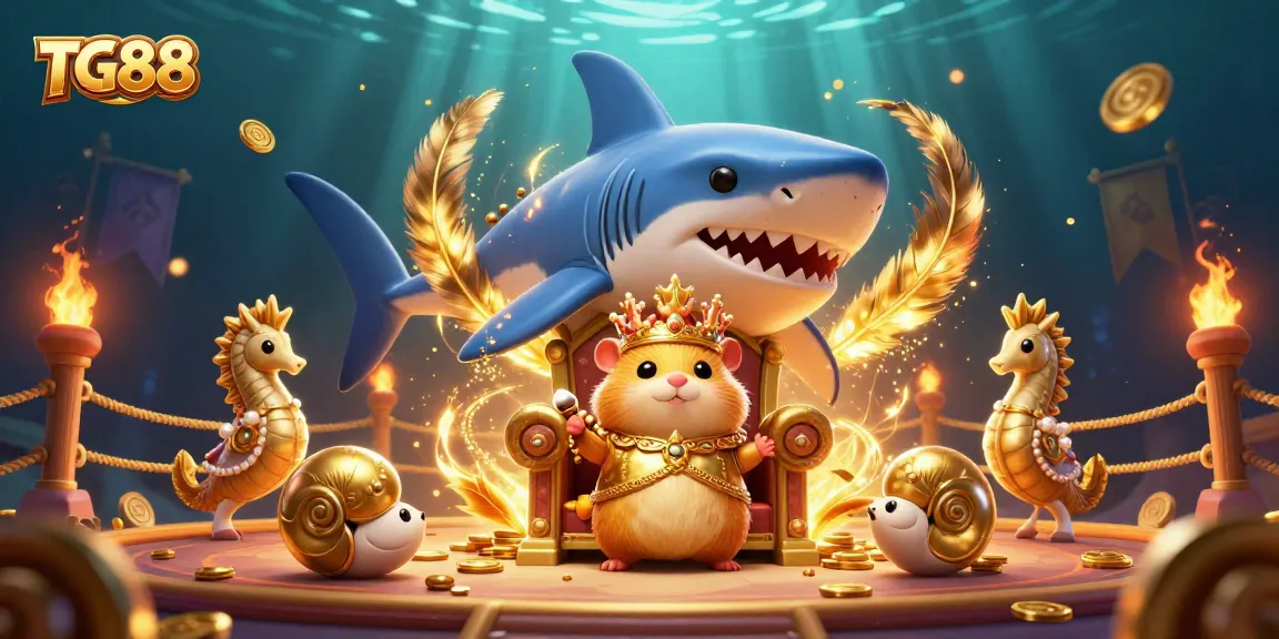 Experience the thrilling world of TG88 casino with a vibrant, dynamic underwater gaming scene.