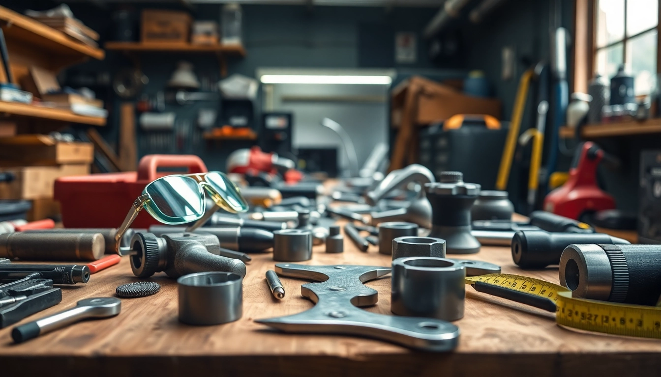 Explore facom tools meticulously arranged on a workshop bench, showcasing quality craftsmanship.
