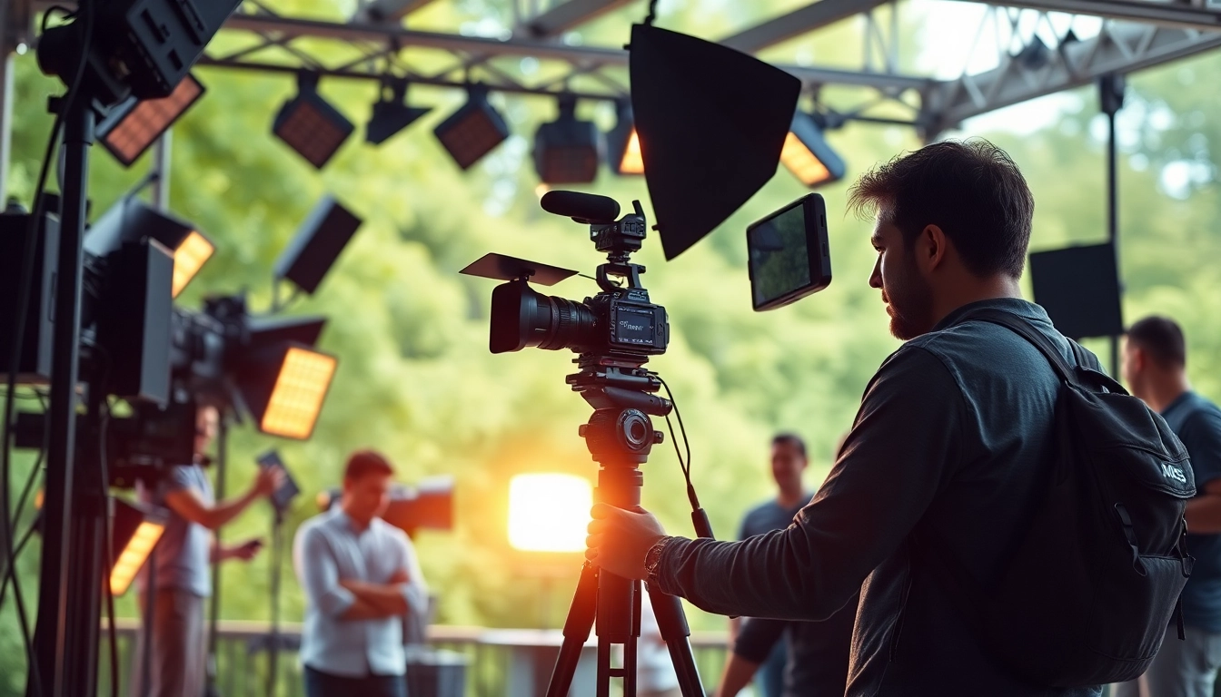 Capture of commercial videography setup showcasing professional equipment and crew in action.
