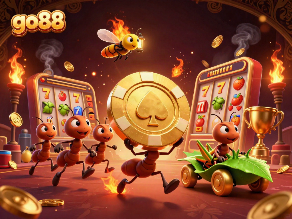 Enjoy thrilling gameplay with go88's vibrant animated scene featuring lively casino elements.