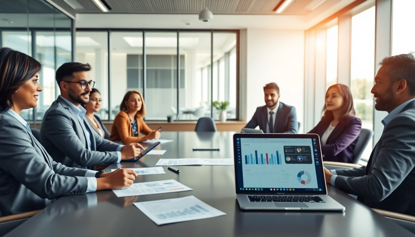 Engaging team discussing Contract Management strategies in a professional office setting.