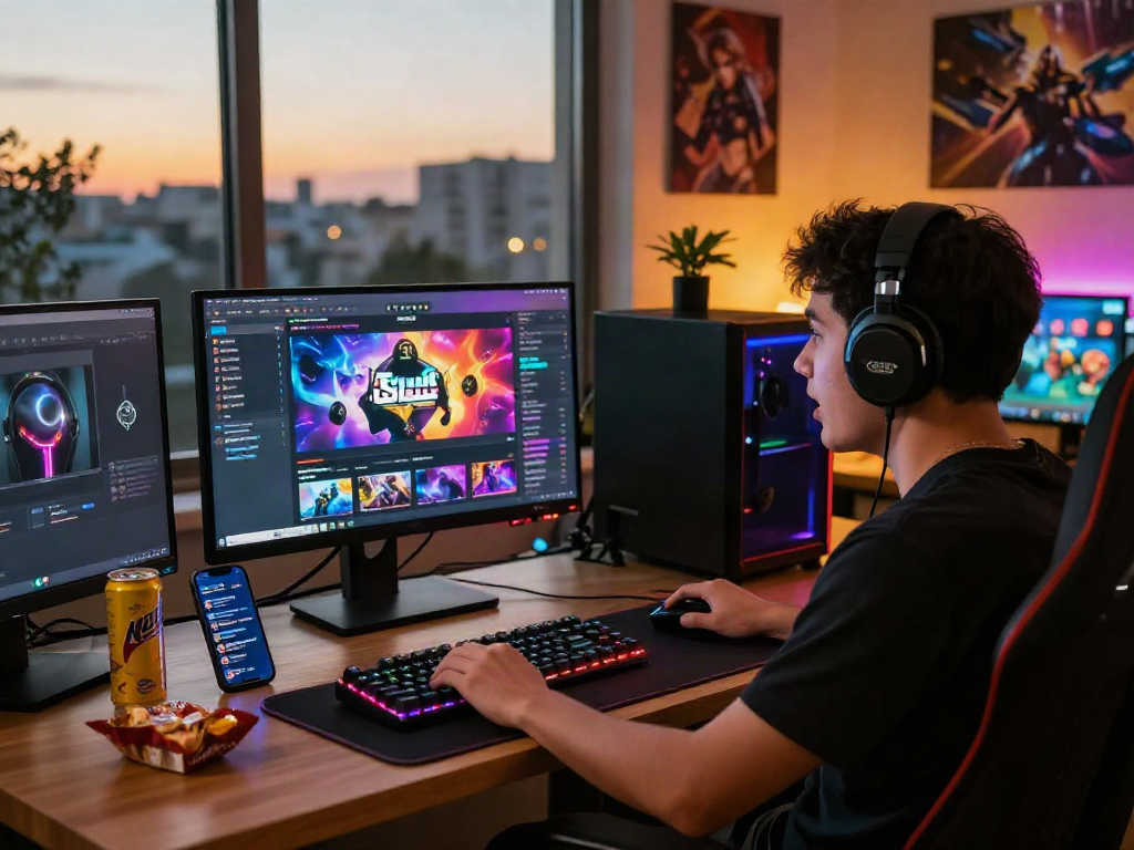 Exciting situs slot gaming environment with player immersed in vibrant games.