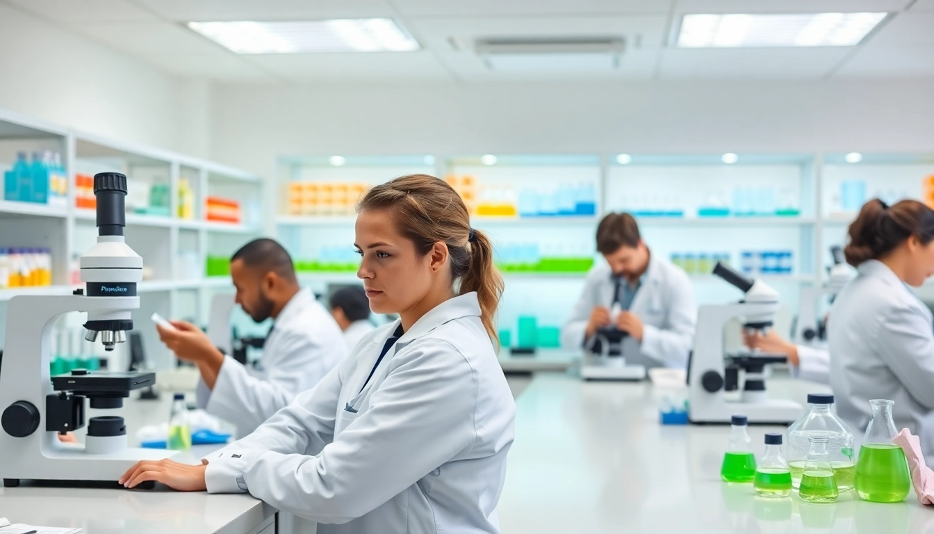 Analyzing peptide samples at https://hydroresearchpeptides.com/ with professional researchers and advanced lab equipment.
