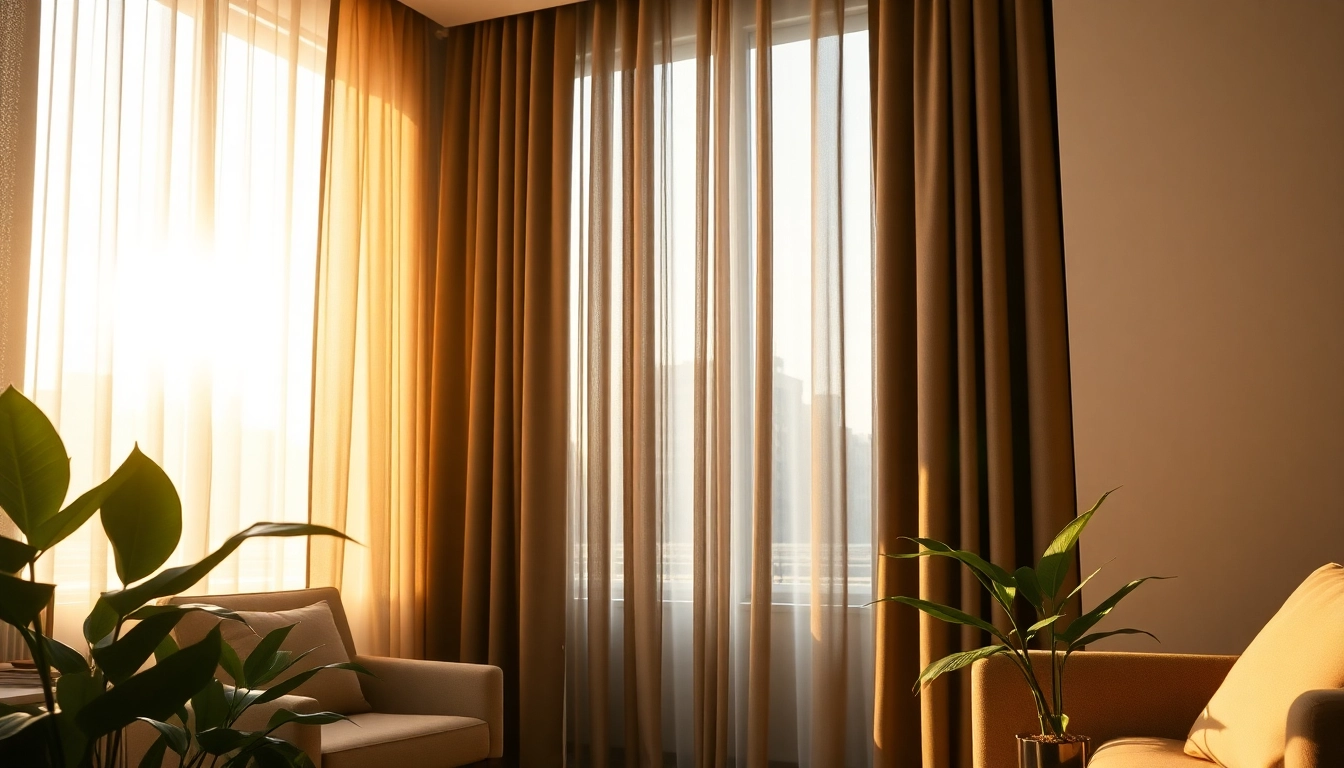 Verduisterende gordijnstof in een moderne woonkamer met sfeer en luxe uitstraling.