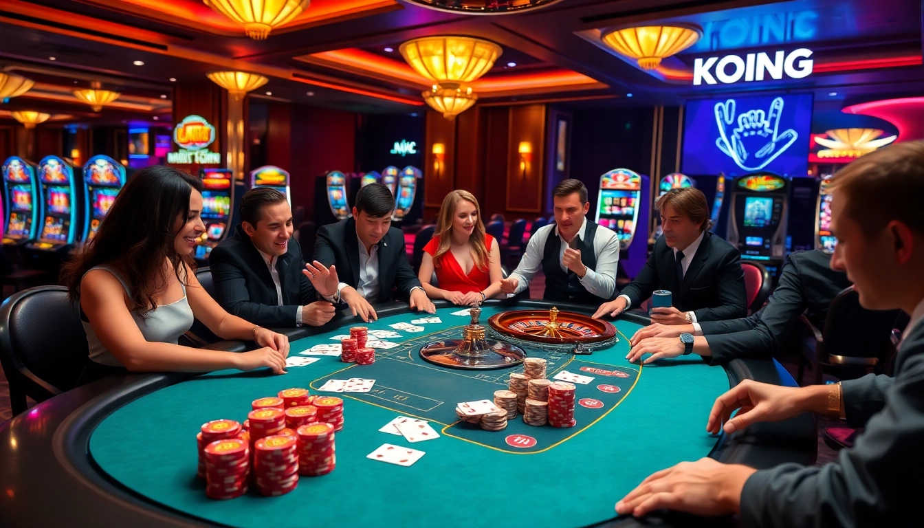 Experience the excitement of Nhà cái KONG88 with a vibrant poker table scene showcasing luxury gambling.