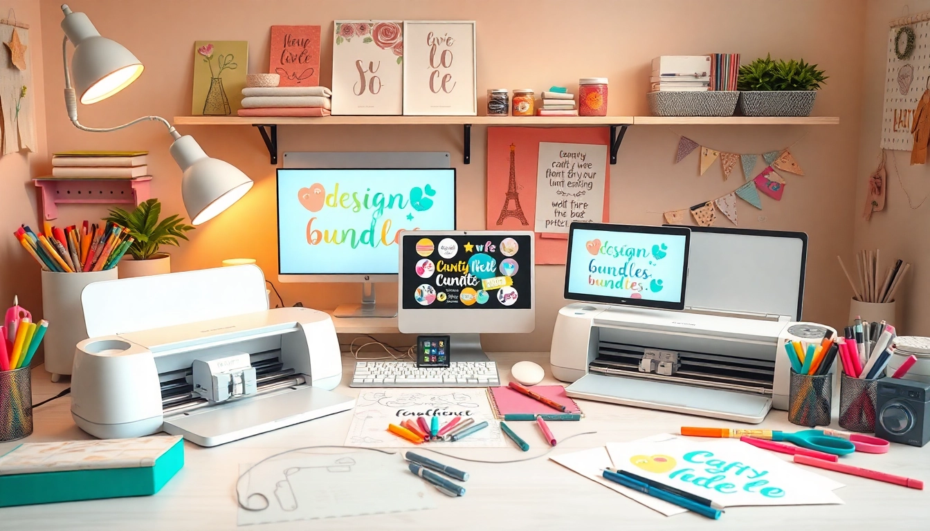 Discover creative design bundles SVG files for crafting in a vibrant workspace.