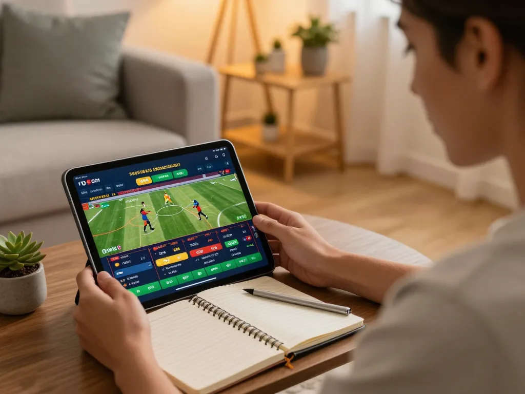 Tham gia ứng dụng Link 12bet để đặt cược thể thao trên ghế sofa thoải mái, thể hiện trò chơi trực tuyến.