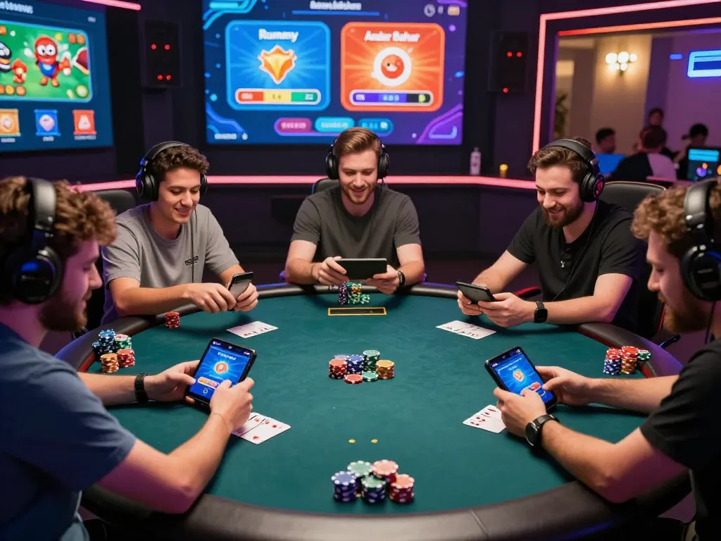 Teen Patti Master APK - Players enjoying the dynamic online Teen Patti game on their devices, showcasing vibrant gaming graphics and excitement.
