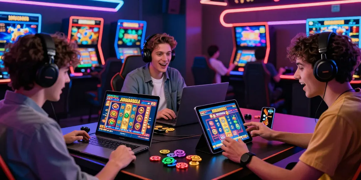 Users engaging with JURAGANBOLA on various devices in a vibrant online gaming environment.
