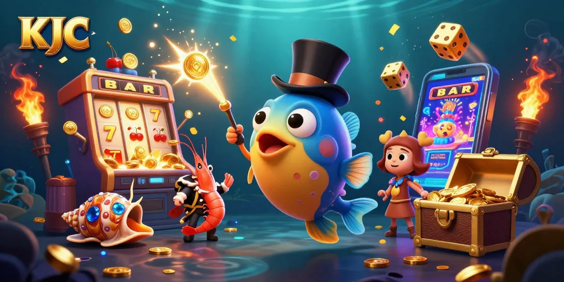 Experience thrilling gaming adventures with KJC’s underwater casino scene featuring whimsical characters.
